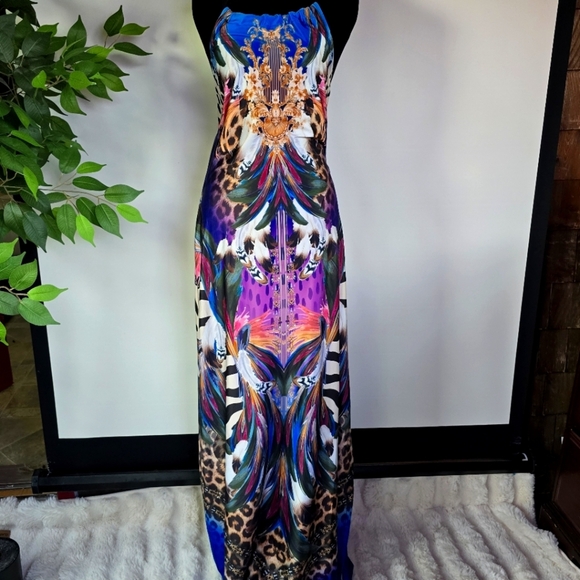 VENUS Exotic Print Maxi Dress - Purple, Blue, Brown - Picture 1 of 4
